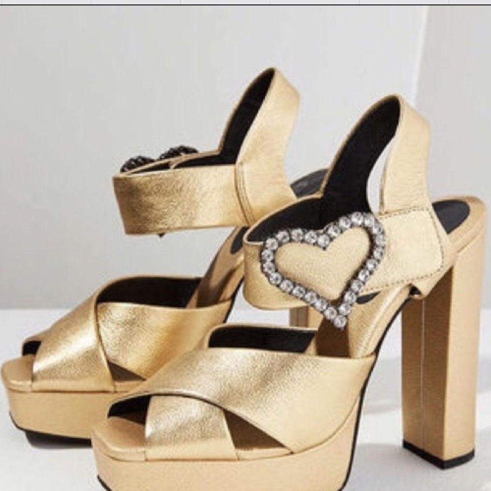 Jeffrey Campbell Pebble Leather Heart Platform 7.5 - Picture 3 of 5